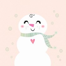 Snowmen - white, pink von Jana Guothova