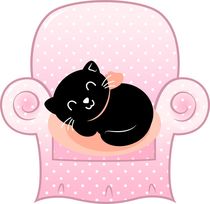 Cute black kitten on sofa  by Jana Guothova