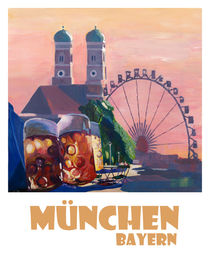 München Bayern Retro Travel Poster von M.  Bleichner