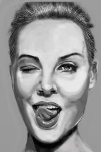 Charlize Theron Digital Airbrush by Jeff Roffey