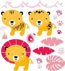 little cutie tigers - gold, pink by Jana Guothova