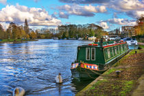 Narrowboat Moored At Reading Riverside by Ian Lewis