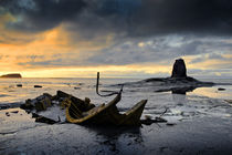 Black Nab and the wreck of the Admiral Von Tromp at sunset. Saltwick Bay, England (1) by chris-drabble