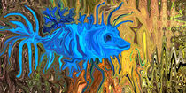 Blauer Fisch, Digital artwork, blue fish by Dagmar Laimgruber