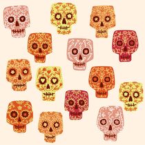 Dia de los Muertos Mexican Decorated Skull Art by Nic Squirrell