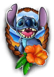 Stitch mit ner Aloha Blume  by Oliver Walenta