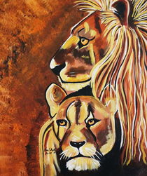 LION AND LIONESS  TRUE LOVE by Nora Shepley