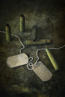 Still life with rusty bullets and dogtags by Jarek Blaminsky