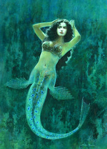 Vintage Surreal Mermaid by Michael Thomas