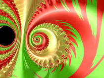 Bright Red and Green Spiral by Elisabeth  Lucas