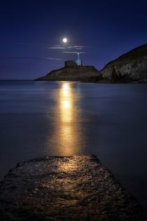 Moonlit Mumbles Lighthouse by Leighton Collins