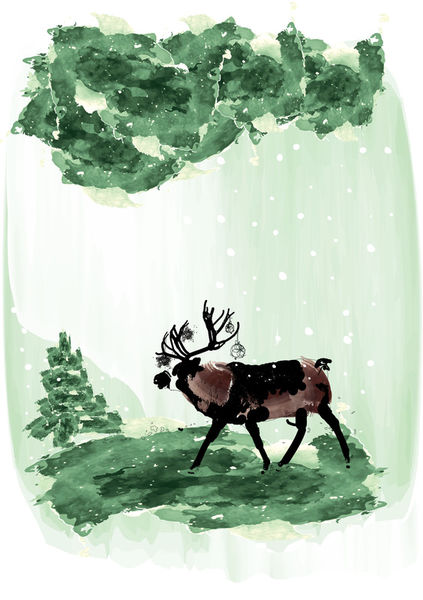 Reindeer-in-snowy-forest