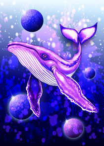 Cyber Whale on Ultra Violet Deep Space Ocean by bluedarkart-lem