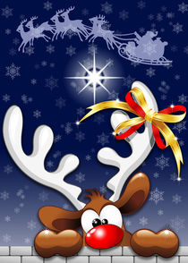Funny Christmas Reindeer Cartoon by bluedarkart-lem