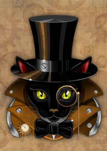 Cat Steampunk vintage face von bluedarkart-lem