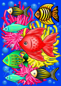 Fish Cute Colorful Doodles  by bluedarkart-lem