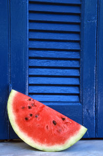 Blue window and watermelon by Kamala Bright
