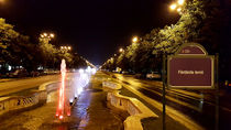 Night view at colorful fountain in Bucharest, Romania. by ambasador