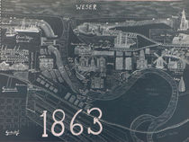 Historische Karte von Bremerhaven Negativ by streuner