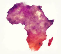 African continent watercolor map in front of a white background by Ingo Menhard