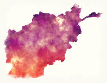Afghanistan watercolor map in front of a white background by Ingo Menhard