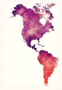 America watercolor map in front of a white background by Ingo Menhard