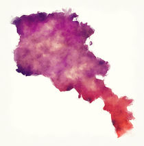Armenia watercolor map in front of a white background by Ingo Menhard