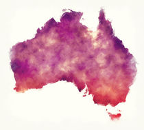 Australia watercolor map in front of a white background von Ingo Menhard