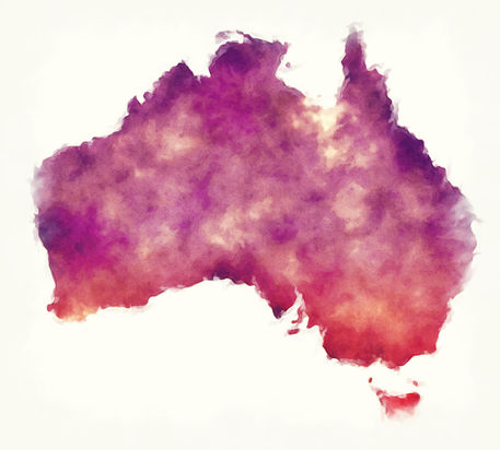 Australia-watercolor-map-in-front-of-a-white-background