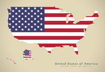 Modern Map - United States of America flag colored USA by Ingo Menhard