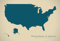 Modern Map - United States of America USA by Ingo Menhard