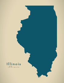Modern Map - Illinois USA by Ingo Menhard