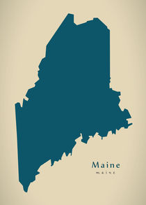 Modern Map - Maine USA by Ingo Menhard