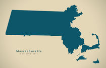 Modern Map - Massachusetts USA by Ingo Menhard