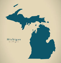 Modern Map - Michigan USA von Ingo Menhard