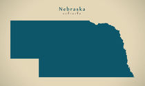 Modern Map - Nebraska USA by Ingo Menhard