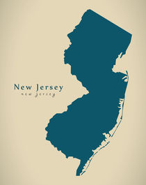 Modern Map - New Jersey USA by Ingo Menhard