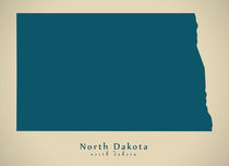 Modern Map - North Dakota USA by Ingo Menhard