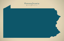Modern Map - Pennsylvania USA by Ingo Menhard
