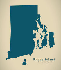 Modern Map - Rhode Island USA by Ingo Menhard
