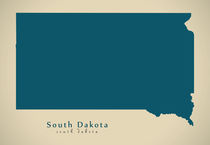 Modern Map - South Dakota USA by Ingo Menhard