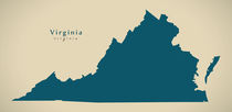 Modern Map - Virginia USA by Ingo Menhard