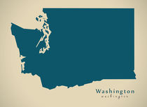 Modern Map - Washington USA by Ingo Menhard