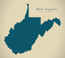 Modern Map - West Virginia USA by Ingo Menhard