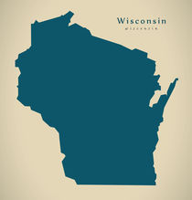 Modern Map - Wisconsin USA by Ingo Menhard