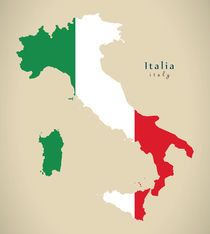 Modern Map - Italia coloured IT by Ingo Menhard