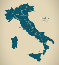 Modern Map - Italia with regions IT by Ingo Menhard