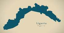 Modern Map - Liguria IT Italy von Ingo Menhard