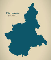 Modern Map - Piemonte IT Italy by Ingo Menhard