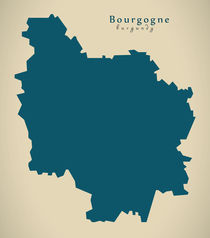 Modern Map - Bourgogne FR France von Ingo Menhard